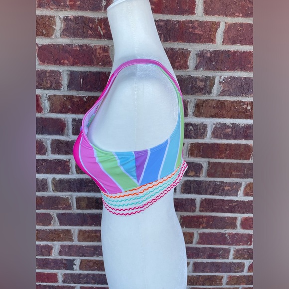 Women’s Bright Multi Colors Rick Rack Trim Bikini Swim Set Size Medium - Picture 13 of 14